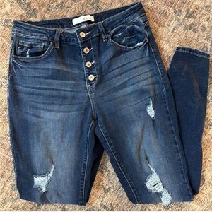 KanCan Dark Blue Distressed Skinny Jeans
